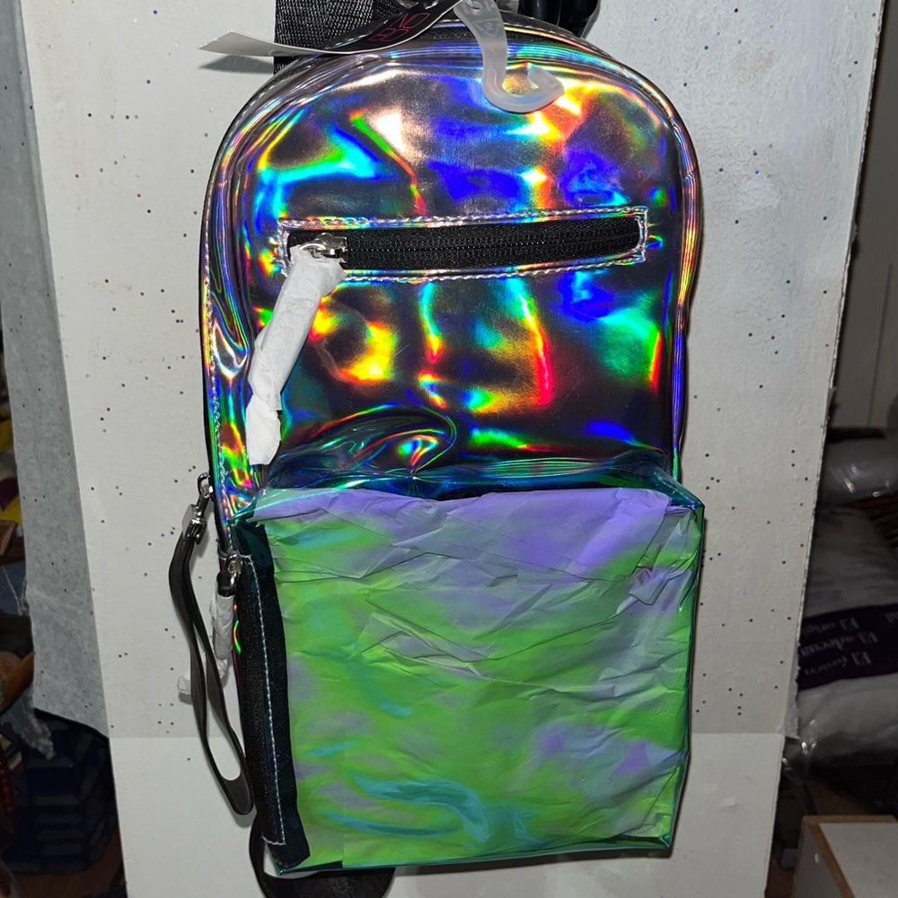 Holographic Backpack with 2 Front Pockets